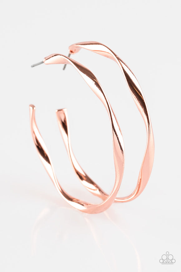 Paparazzi Jewelry Plot Twist - Copper Hoop Earrings