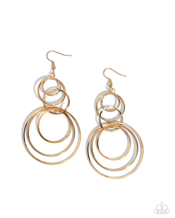 Paparazzi Jewelry Disorienting Demure - Gold Earrings