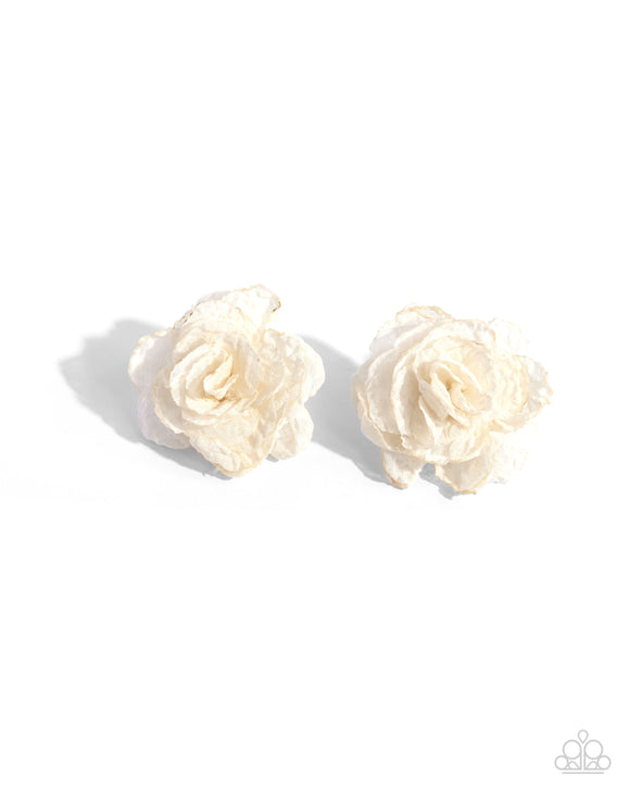 Paparazzi Jewelry Tulle Twist - White Earrings