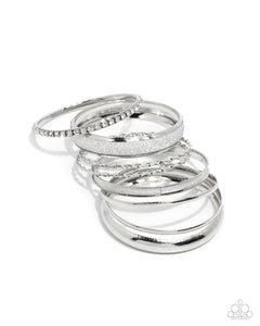 Paparazzi Jewelry Smoldering Stack - Silver Bracelets