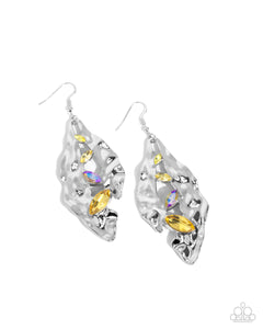 Paparazzi Jewelry Hammered Hemisphere - Yellow Earrings