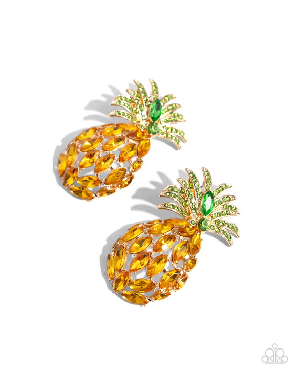 Paparazzi Jewelry Pineapple Pizzazz - Yellow Earrings - Pure Elegance by Kym