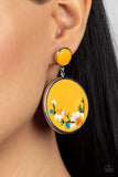 Paparazzi Jewelry Embroidered Gardens - Yellow Earrings - Pure Elegance by Kym