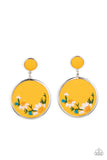 Paparazzi Jewelry Embroidered Gardens - Yellow Earrings - Pure Elegance by Kym