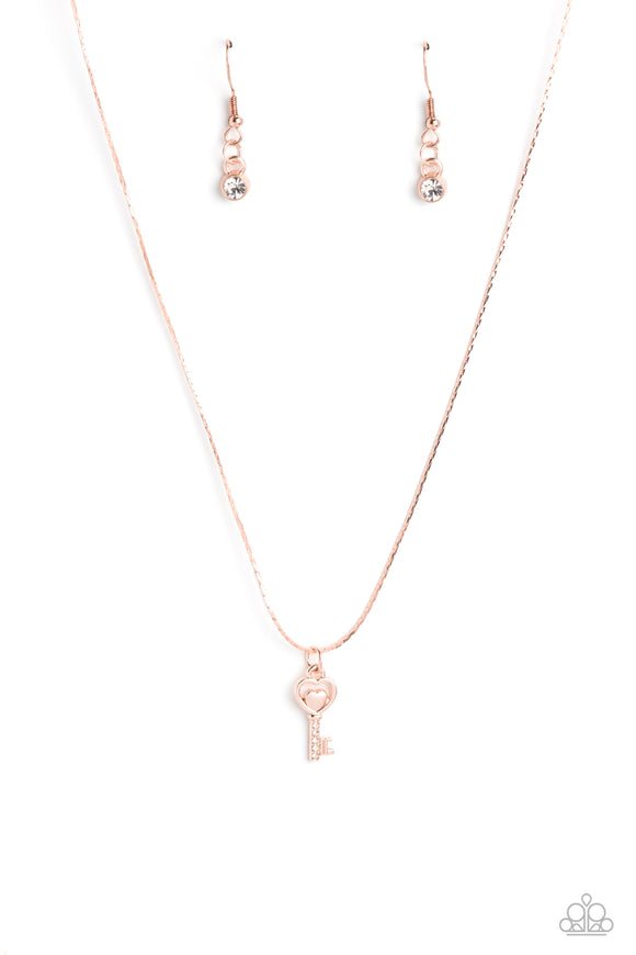 Paparazzi Jewelry LOVE-Locked - Rose Gold Necklace - Pure Elegance by Kym